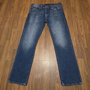 True Religion Ricky Relaxed Straight Jeans Mens 36 Blue Denim Horseshoe Pocket
